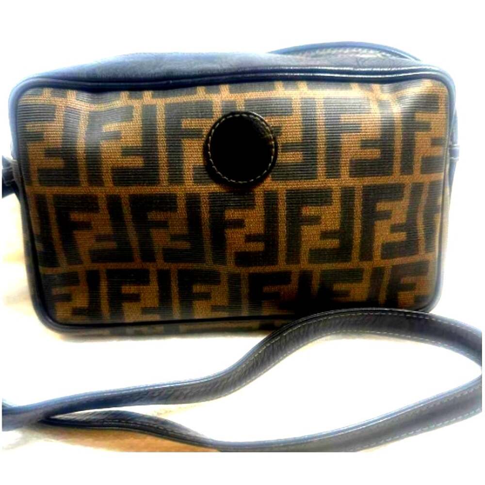 Vintage Fendi Zucca FF Monogram Crossbody Camera Bag Black Leather with COA